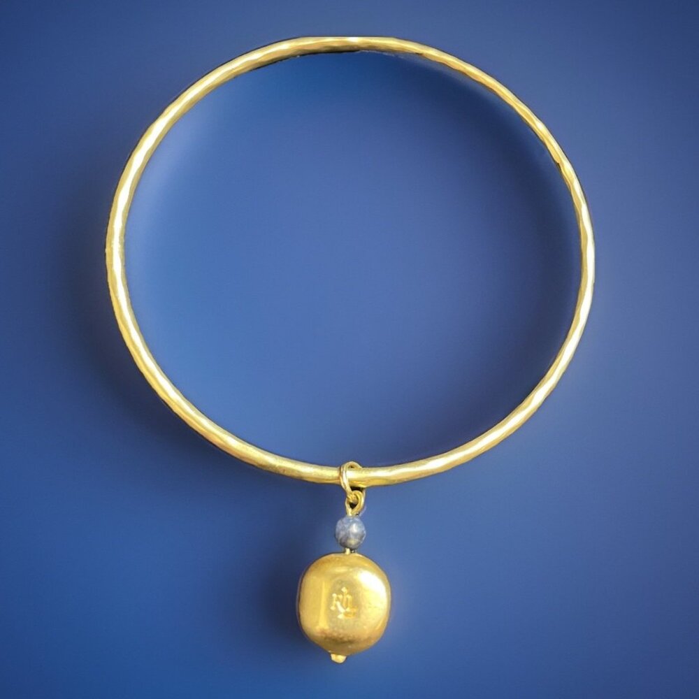 LAUREN RALPH LAUREN  LRL Brushed Gold-tone Bangle Bracelet With Dangle Charm